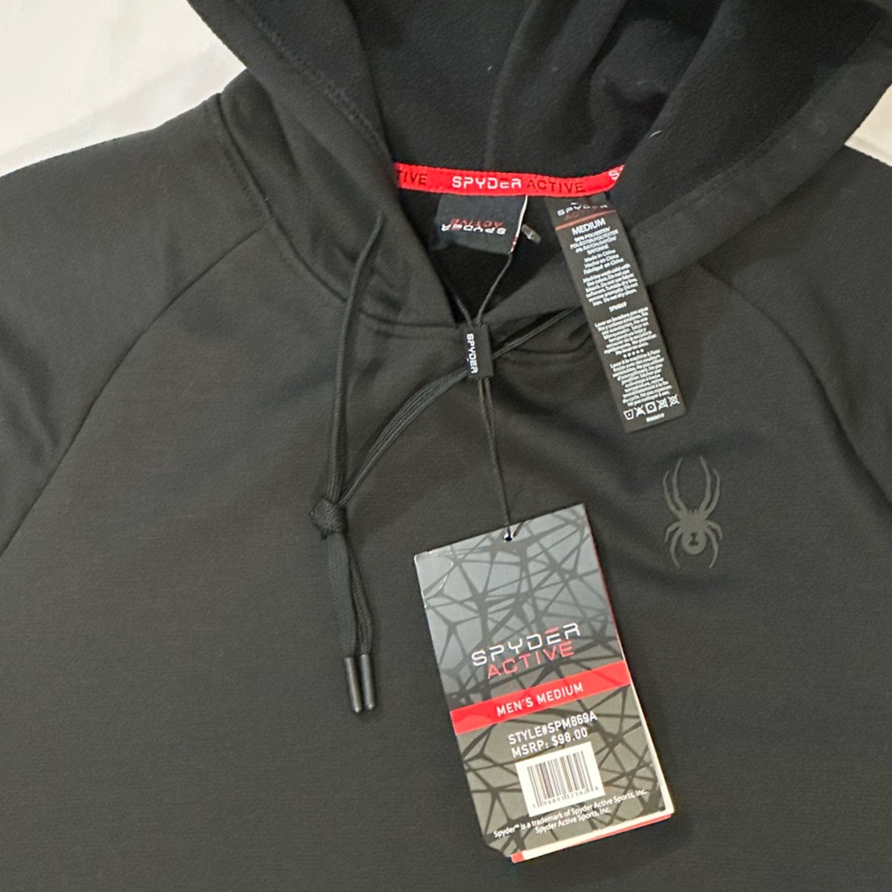 NWT Spyder Black Men's Hoodie with Red Accent - Picture 2 of 6
